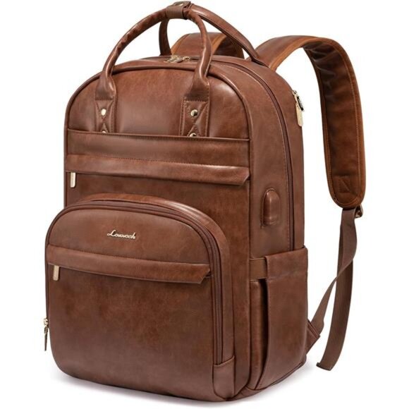 Laptop Backpack for Women,15.6 inch Vintage PU Work Backpack Purse